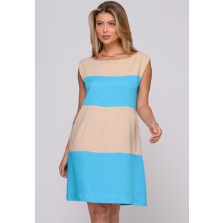 Vestido Curto Sem Mangas B’Bonnie Luara Bege/Azul