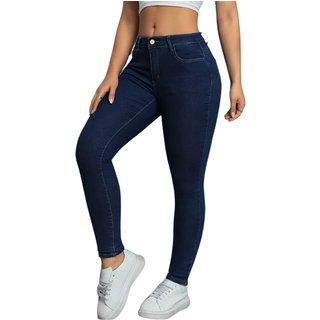 Calça Jeans Premium Skinny Feminina Cintura Alta com Elastano Lavagem Escura Premium