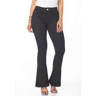 Calça Jeans HNO Jeans Petit Flare para baixinhas Preta