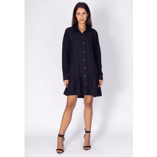 Vestido Curto Amazonia Vital Botton Manga Longa Preto