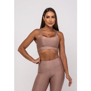 Top Suplex Canelado Brilho Decote e Tiras Salvatore Fashion Marrom