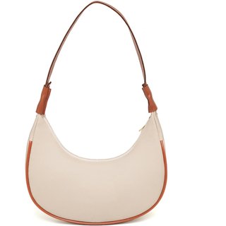 Bolsa Feminina Casual Anna Andrade Bolsa Meia Lua Cluth De Ombro Tendência Marfim e Caramelo