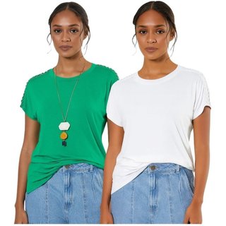 Conjunto 2 Camisetas Vih Triny Femininas Básicas Premium Preto