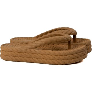 Chinelo Marrom Nuvem Plataforma Trançado Corda De Dedo Moda Casual Premium
