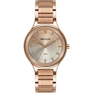 Relógio Seculus Feminino Visor Degradê Cristais Rosé Seculus