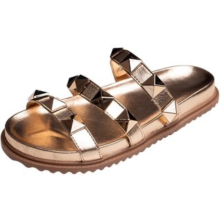 Sandalia Papete Rasteira Flat Feminina Ouro Light Piramide Tellini Store