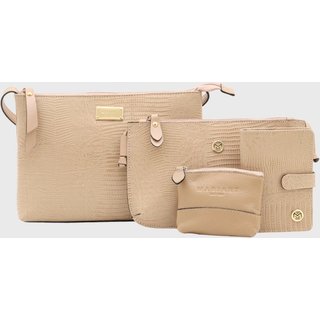 Kit 2 Bolsas c/ Carteira e Porta Moedas Couro Mariart 2190 + 201L + 237 + PN10 Nude