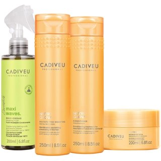 Kit Cadiveu Professional Nutri Glow Shampoo Condicionador Máscara e Maxi Ondas (4 produtos)