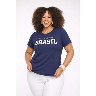 T-shirt Plus Size D Bell Outlet Fashion Brasil 6 Estrelas Azul Marinho