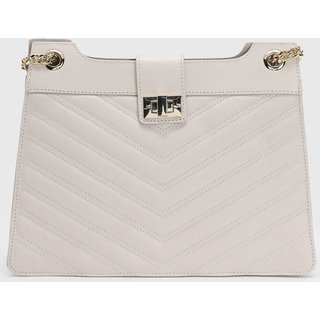 Bolsa Feminina Jorge Bischoff Chevron Corrente Off-White