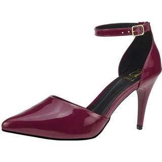Sandália Salto Alto Lóris Shoes Scarpin de Fivela Sapato Bico Fino Stilleto 9000 Marsala