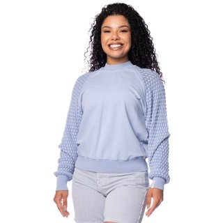 Blusa Feminina Biamar Algodão Pontos Vazados Azul