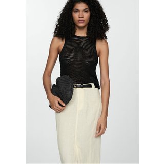 Regata Tricot Mango Ajustada Lurex Preta