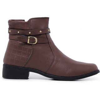 Botinha Feminina Cano Baixo Curto Moderna Macia Schiareli 11300 Cappuccino