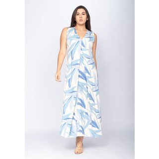 Vestido CabanaFree Longo Acará Malha Estampa Selvagem Blue