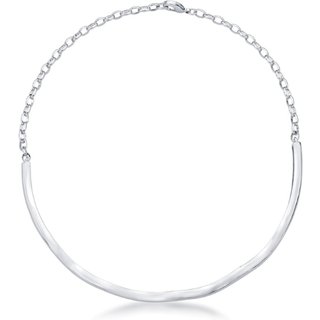 Infantil - Colar Choker Aro Ondulado Semijoia Banhado a Ródio Branco Ania Store