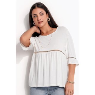 Blusa Em Malha De Viscose Off White Quintess