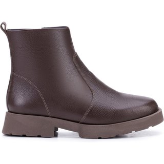 Bota Feminina Bella Nina Couro Coturno Cano Curto Salto Baixo Leve Café