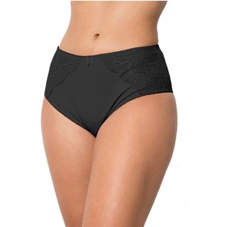 Calcinha Cotton Tetê Variedades Algodão Super Confortável Cintura Alta Detalhes em Renda Modelagem Firme Preto