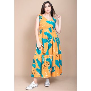 Vestido Cabanafree Regata Longo Peri Viscose Camadas Estampa Aurora Botânica
