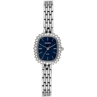 Relógio Feminino Quadrado Cristais Prata Mondaine