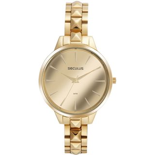 Relógio Seculus Feminino Espelhado Dourado Seculus