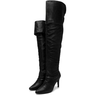 Bota Over Feminina Acima do Joelho Cano Alto Salto Fino 1722 Nobucado Preto
