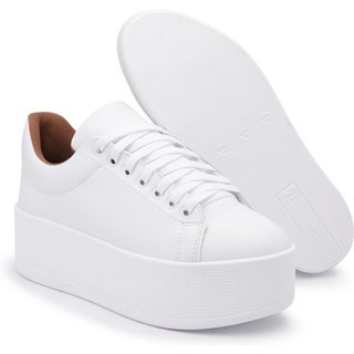 Tênis Casual Plataforma Estiloso Solado Leve Macio - Branco