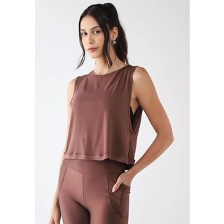 Regata Cropped Feminina HOPE RESORT Decote Redondo Marrom