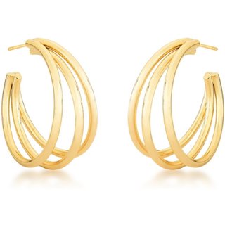 Infantil - Brinco Argola Tripla M Dourado Semijoia Banhado a Ouro 18K Ania Store
