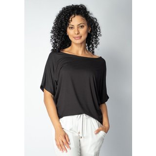 Blusa Básica Morcego Amazonia Vital Malha Gola Canoa Manga Curta Preta