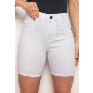 Bermuda Jeans Avec Meia Coxa Cintura Alta Branco