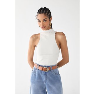 Regata Feminina Lez a Lez Gola Alta Canelada Off-White