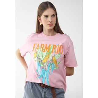 Camiseta Feminina FARM Estampa Tropical Rosa
