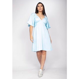 Vestido Curto CabanaFree Com Manga Azul Celeste