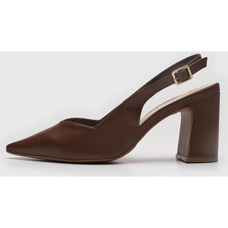 Scarpin Feminino cê Slingback Bico Fino Marrom