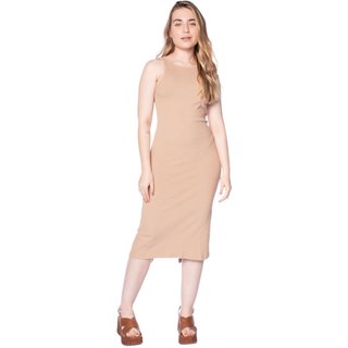 Vestido Midi Feminino Feliny Canelado Caramelo