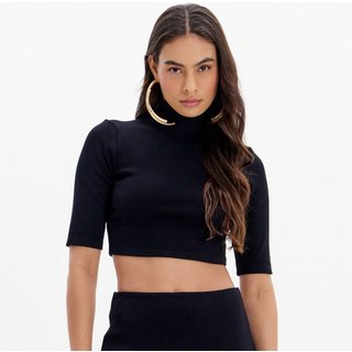 Blusa Cropped Lança Perfume Gola Alta Ou25 Preto Feminino