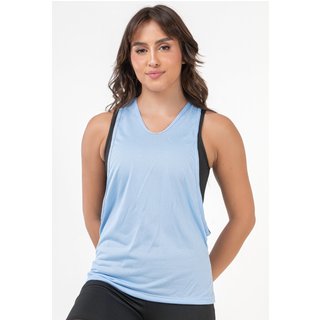 Blusa Regata Mood Modas Dry Fit Furadinha Blusa Fitness Academia 095 Azul
