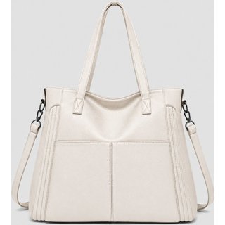 Bolsa Feminina Transversal Grande De Ombro Alça Tote Bag Bege