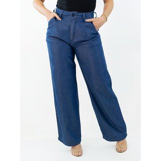 Calça Feminina Wide Leg Jeans Soft Prega Frontal Anticorpus