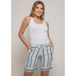 Shorts Linho Pau a Pique Listrado Bege e Azul AZUL/BEGE - P Pau a Pique