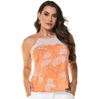 BLUSA ALCINHA COM DETALHE DE TULE Laranja