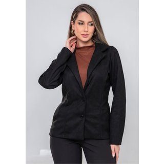 Blazer Casaco Alfaiataria Feminina Bolso enbutido em Suedy Premium