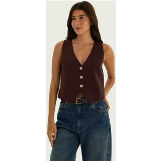 Colete Feminino Decote V Em Tricô Hering