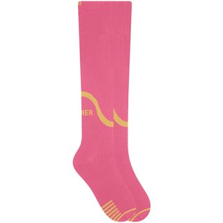 Meia 3/4 Compressão Feminina Performance Corrida Fitness Rosa e Amarelo