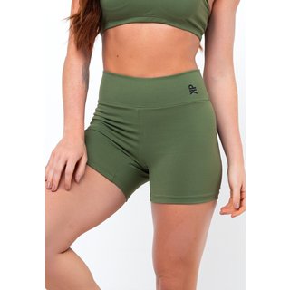 Short Fitness Meia Coxa Cintura Alta Zero Transparência Academia Poliamida Feminino - Verde Militar
