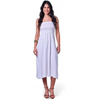 Vestido Feminino Longo Lastex Branco Incolor