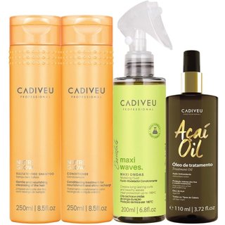 Kit Cadiveu Professional Nutri Glow Shampoo Condicionador Maxi Ondas e Açaí Oil 110 (4 produtos)