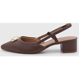 Scarpin Feminino Beira Rio Slingback Salto Bloco Marrom